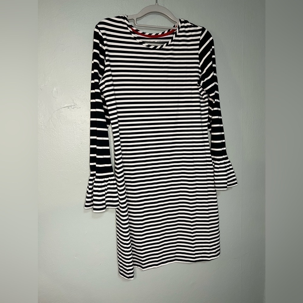 IBKUL black and white striped flare sleeve dress